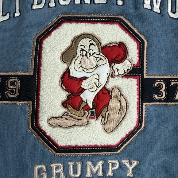Vintage Disney Parks Hoodie Small Blue Grumpy Snow White Embroidered Sweatshirt - Picture 7 of 9